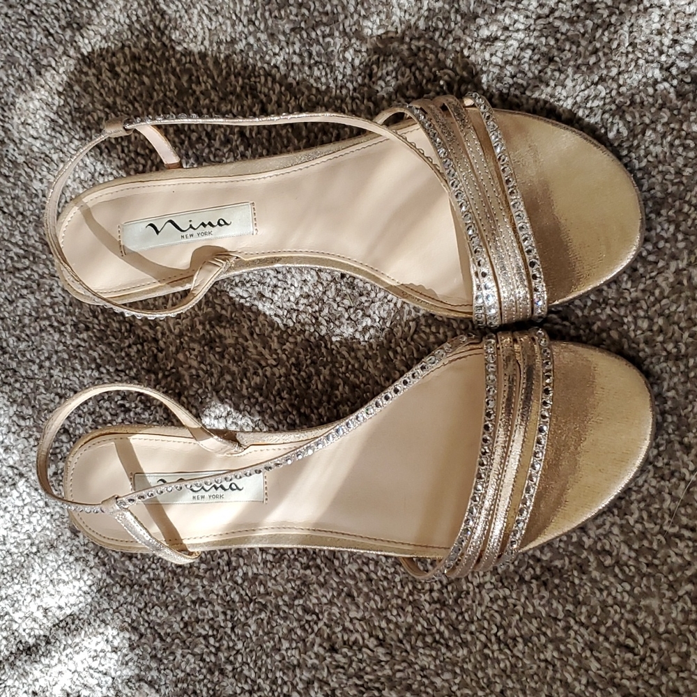 Gold strappy heel size 8.5